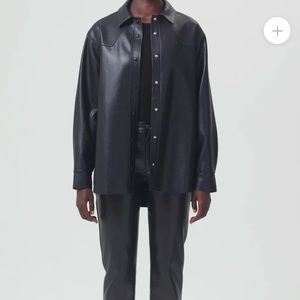 Agolde Leif Vegan Leather Shirt Size Small